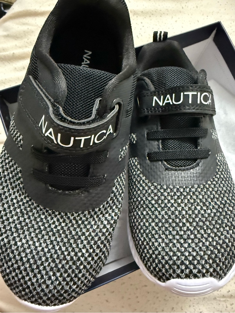Nautica Black and Gray Knit Slip-On Sneakers